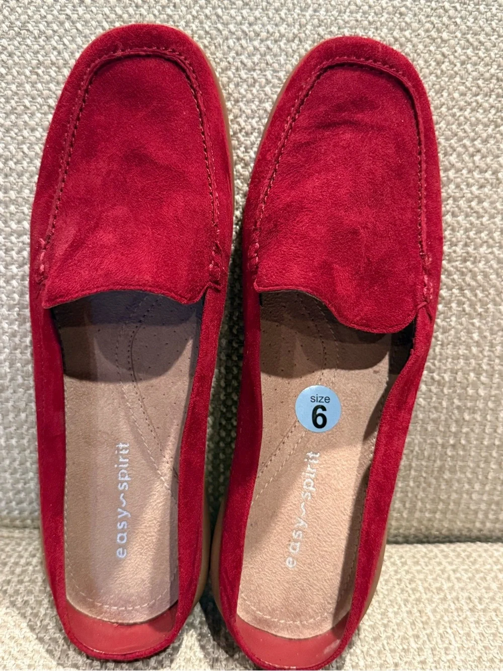 New Sz 6 Woman’s Easy Spirit Red Leather upper Slip-On Loafers Shoes